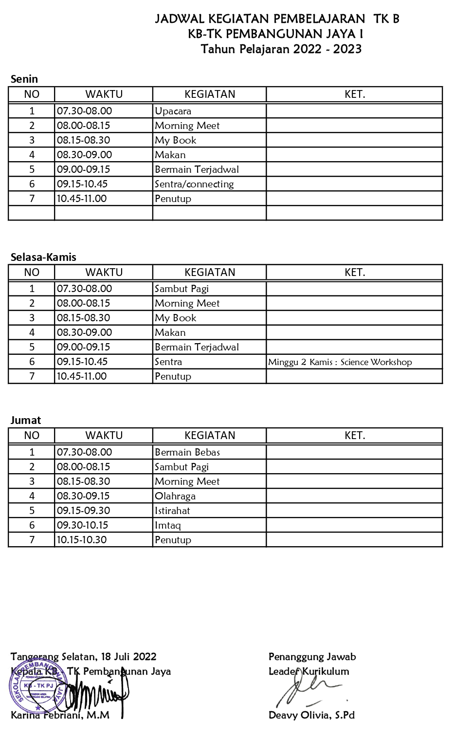 Jadwal Pelajaran 7717