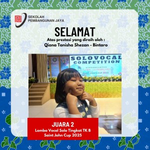 Juara 2 Lomba Vocal Solo Tingkat TK B (Saint John Cup 2025)